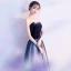 Charming Navy Blue Prom Dresses A-Line / Princess 2019 Strapless Suede Star Sleeveless Backless Floor-Length / Long Formal Dresses