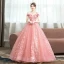Elegant Black Quinceañera Prom Dresses 2019 A-Line / Princess Off-The-Shoulder Pearl Lace Flower Short Sleeve Backless Floor-Length / Long Formal Dresses