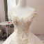 Elegant Champagne Wedding Dresses 2019 Ball Gown Off-The-Shoulder Beading Pearl Sequins Lace Flower Sleeveless Backless Chapel Train