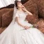 Elegant Ivory Empire Pregnant Wedding Dresses 2019 Scoop Neck Appliques Lace Flower Bell sleeves Backless Cathedral Train