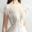 Chic / Belle Ivoire Robe De Mariée 2019 Princesse Encolure Dégagée Appliques En Dentelle Fleur Noeud Manches Courtes Dos Nu Chapel Train