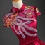 Chinese style Burgundy Evening Dresses  2019 A-Line / Princess High Neck Appliques Lace Bow Cap Sleeves Backless Floor-Length / Long Formal Dresses