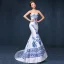 Chinese style Ivory Evening Dresses  2019 Trumpet / Mermaid Strapless Appliques Lace Rhinestone Sleeveless Backless Court Train Formal Dresses