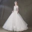 Elegant Champagne Wedding Dresses 2018 Ball Gown Lace Flower Off-The-Shoulder Backless Sleeveless Floor-Length / Long Wedding