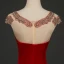 Elegant Burgundy Evening Dresses  2019 Trumpet / Mermaid Suede V-Neck Rhinestone Lace Flower Cap Sleeves Floor-Length / Long Formal Dresses