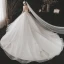 Charming Fabulous Ivory Wedding Dresses 2021 Ball Gown Scoop Neck Beading Rhinestone Lace Flower Long Sleeve Royal Train Wedding