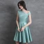 Fashion Mint Green Homecoming Satin Graduation Dresses 2021 A-Line / Princess Pearl One-Shoulder Sleeveless Knee-Length Formal Dresses