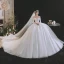 Luxe Ivoire Perlage Perle En Dentelle Fleur Robe De Mariée 2021 Robe Boule De l'épaule Manches Courtes Dos Nu Royal Train Mariage