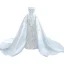 Luxus / Herrlich Ivory / Creme Satin Perlenstickerei Perle Pailletten Brautkleider / Hochzeitskleider 2021 A Linie Bandeau Applikationen Ärmellos Rückenfreies Königliche Schleppe Hochzeit