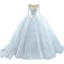 High-end Luxury / Gorgeous Ivory Beading Crystal Sequins Wedding Dresses 2021 Ball Gown Scoop Neck 3/4 Sleeve Cathedral Train Wedding