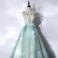 Classy Mint Green Prom Dresses 2021 A-Line / Princess Spaghetti Straps Appliques Lace Flower Sleeveless Backless Floor-Length / Long Prom Formal Dresses