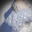 Fashion Sky Blue Flower Fairy Daisy Floral Prom Dresses 2021 A-Line / Princess Spaghetti Straps Short Sleeve Backless Sweep Train Prom Formal Dresses