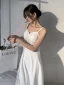 Schlicht Ivory / Creme Spitze Blumen Strand Brautkleider / Hochzeitskleider 2021 A Linie Spaghettiträger Ärmellos Rückenfreies Wadenlang Hochzeit