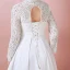 Modest / Simple Ivory Lace Flower Plus Size Wedding Dresses 2021 A-Line / Princess High Neck Long Sleeve Backless Floor-Length / Long Wedding