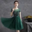 Chic / Belle Vert Foncé Robe De Fete Robe De Cocktail 2021 Princesse Encolure Dégagée Paillettes Ceinture Manches Courtes Dos Nu Courte Cocktail Robe De Ceremonie