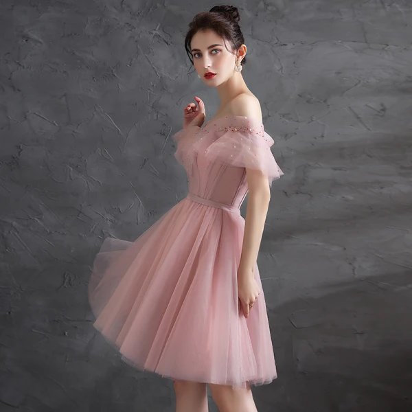 Chic Beautiful Blushing Pink Homecoming Cocktail Dresses Graduation Dresses 2021 A-Line Chic Beautiful Blushing Pink Homecoming Cocktail Dresses Graduation Dresses 2021 A-Line