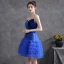Sexy Royal Blue Suede Cocktail Dresses Party Dresses 2021 A-Line / Princess Strapless Bow Sleeveless Backless Short Ruffle Cocktail Party Formal Dresses