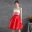 Charmant Rouge Robe De Fete Robe De Cocktail 2021 Princesse Bustier Sans Manches Dos Nu Mi-Longues Cocktail Robe De Ceremonie