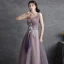Charming Purple Lace Flower Evening Dresses  Prom Dresses 2021 A-Line / Princess Ruffle Strapless Sequins Sleeveless Backless Floor-Length / Long Evening Party Prom Formal Dresses
