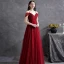 Chic / Beautiful Burgundy Puffy Prom Dresses 2021 A-Line / Princess Spaghetti Straps Short Sleeve Backless Sash Floor-Length / Long Formal Dresses