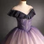 Elegant Gradient-Color Purple Glitter Prom Dresses 2021 Ball Gown Scoop Neck Beading Sequins Short Sleeve Backless Floor-Length / Long Prom Formal Dresses