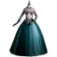 Elegant Jade Green Prom Dresses 2021 Ball Gown High Neck Pearl Rhinestone Lace Flower Beading Long Sleeve Backless Floor-Length / Long Prom Formal Dresses