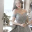 Sparkly Silver Glitter Sequins Prom Dresses 2021 A-Line / Princess Off-The-Shoulder Beading Pearl Sleeveless Backless Floor-Length / Long Prom Formal Dresses