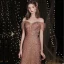 Scintillantes Or Rose Glitter Robe De Soirée 2021 Trompette / Sirène De l'épaule Paillettes Manches Courtes Dos Nu Longue Soirée Robe De Ceremonie