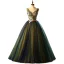 Vintage / Retro Multi-Colors Prom Dresses 2021 Ball Gown V-Neck Appliques Rhinestone Sash Sleeveless Backless Floor-Length / Long Formal Dresses