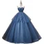 Fashion Ocean Blue Prom Dresses 2021 A-Line / Princess Strapless Rhinestone Sash Sleeveless Backless Floor-Length / Long Formal Dresses