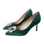 Modern / Fashion Dark Green Satin Pearl Rhinestone Pumps 2021 7 cm Stiletto Heels Pointed Toe Prom Pumps High Heels