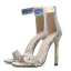 Sexy Noire Vêtement de rue Motif Peau De Serpent Sandales Femme 2021 Bride Cheville 11 cm Talons Aiguilles Peep Toes / Bout Ouvert Sandales Talons Hauts