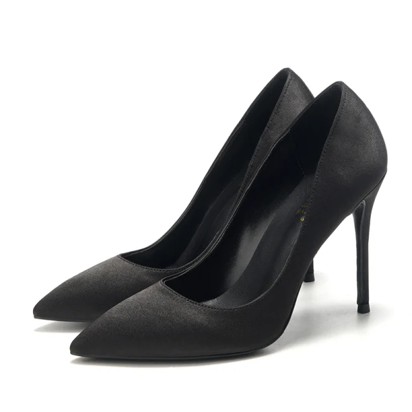 Chic / Belle Champagne Chaussure De Mariée 2019 Cuir 10 cm Talons Aiguilles À Bout Pointu Mariage Escarpins