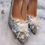 Glitter Champagne Handgemaakt Kristal Bruidsschoenen 2019 Pailletten Rhinestone 8 cm Naaldhakken / Stiletto Spitse Neus Huwelijk Pumps