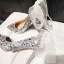 Charmant Argenté Chaussure De Mariée 2019 Noeud Faux Diamant Paillettes 10 cm Talons Aiguilles À Bout Pointu Mariage Escarpins