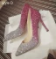 Charmant Dégradé De Couleur Argenté Chaussure De Mariée 2019 Paillettes 10 cm Talons Aiguilles À Bout Pointu Mariage Escarpins