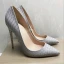 Simple Gris Bureau Escarpins 2019 Polyester Motif Peau De Serpent 12 cm Talons Aiguilles À Bout Pointu Escarpins