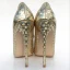 Schöne Gold Laser Freizeit Pumps 2019 Leder 12 cm Stilettos Spitzschuh Pumps