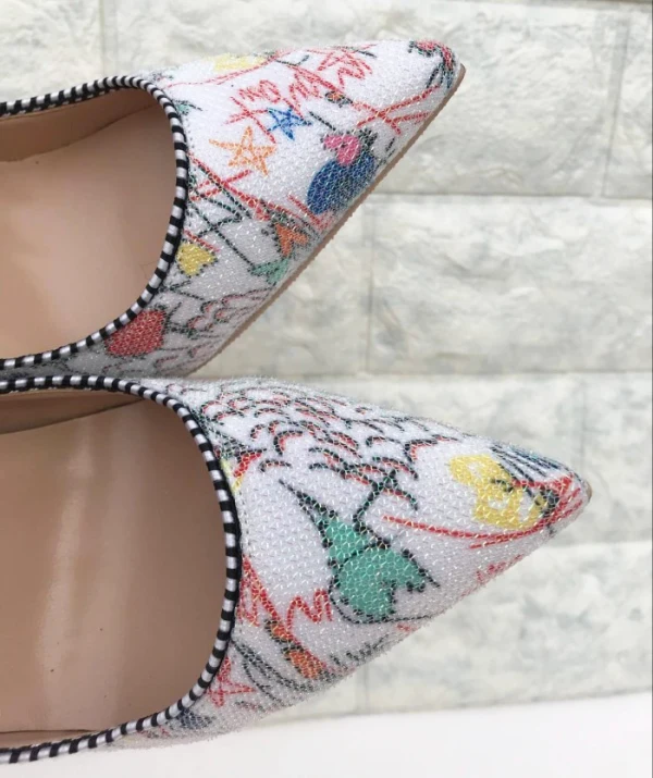 Chic / Beautiful Casual Color block Cartoon Pumps 2019 Leather Printing 12 cm Stiletto Heels Pointed Toe Pumps