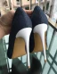 Schöne Marineblau Freizeit Pumps 2019 Leder 12 cm Stilettos Spitzschuh Pumps