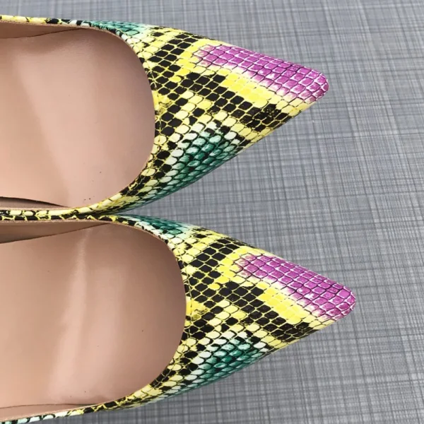 Amazing / Unique Multi-Colors Rave Club Pumps 2019 Leather Snakeskin Print 12 cm Stiletto Heels Pointed Toe Pumps