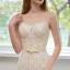 Sexy Champagne Trumpet / Mermaid Wedding Dresses 2021 Scoop Neck Bow Flower Lace Sleeveless Backless Sweep Train Wedding