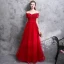 Sexy Burgundy Evening Dresses  2018 A-Line / Princess Lace Appliques Beading Crystal Off-The-Shoulder Backless Sleeveless Floor-Length / Long Formal Dresses