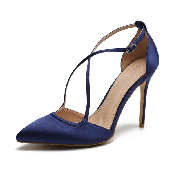 Schöne Champagner Freizeit Hochhackige 2019 X-Riemen 8 cm Stilettos Spitzschuh Damenschuhe