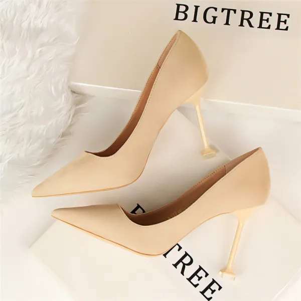 Affordable Black Office Pumps 2019 Suede 9 cm Stiletto Heels Pointed Toe Pumps