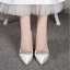 Luxury / Gorgeous White Wedding Shoes 2019 Leather Rhinestone 8 cm Stiletto Heels Pointed Toe Wedding Pumps