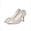 Luxury / Gorgeous White Wedding Shoes 2019 Leather Appliques Pearl Rhinestone 8 cm Stiletto Heels Pointed Toe Wedding Pumps
