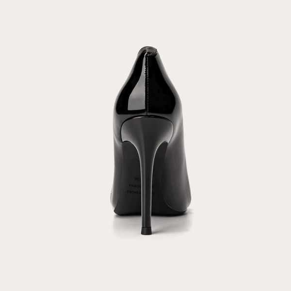 Charming Black Evening Party Leather Rivet Pumps 2021 Patent Leather 10 cm Stiletto Heels Pointed Toe Pumps High Heels