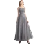 Chic / Belle Gris Robe De Bal 2019 Princesse Bretelles Spaghetti Noeud Perlage Paillettes Sans Manches Dos Nu Longueur Cheville Robe De Ceremonie
