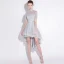 Chic / Belle Argenté Robe De Cocktail 2018 Princesse En Dentelle Fleur Ceinture Paillettes Col Haut Manches Courtes Asymétrique Robe De Ceremonie